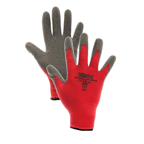 KIXX ROCKING RED munkavédelmi kesztyű nylon/latex piros 6 (12pár/cs)