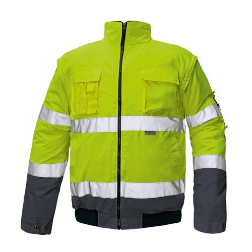 Cerva CLOVELLY láthatósági munkavédelmi kabát sárga/sötétkék XS