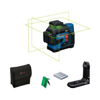   Bosch GLL 12V-100-33 CG zöld vonallézer + LB 10 + AA1 elemadapter + 4 x 1,5V LR 6 AA elemek
