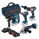 Bosch akkus erőcsomag GDX 18V-285+GWS 18V-11+GSB 18V-110 C+GBH 18V-21 + 2x5ah akku táskában