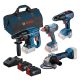 Bosch akkus gépszett GDX 180+GWS 18V-8+GSB 18V-50+GBH 18V-21 + 2x5ah akku táskában