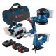 Bosch faipari akkus erőcsomag GDX 18V-285+GEX 185-LI 18V+GKS 185-LI 18V+GST 183-LI+2x5ah táskában