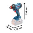 Bosch Professional GDX 180 Akkus ütvecsavarozó, 18 V, 180 Nm, Akkumulátor és töltő nélkül