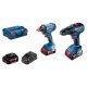 Bosch GSR 18V-50 akkus fúró-csavarozó + GDX 180-LI akkus ütvecsavarozó Szett 3x5.0Ah