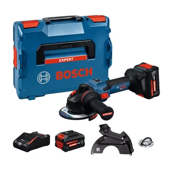   Bosch Expert akkus sarokcsiszoló 125mm EXWS18V-15S (2xEXBA18V-80 akkuval; EXAL18V-160 töltővel) L-Boxx-ban
