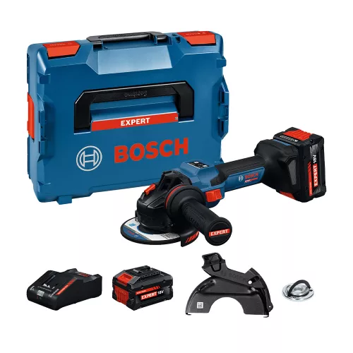 Bosch Expert akkus sarokcsiszoló 125mm EXWS18V-15S (2xEXBA18V-80 akkuval; EXAL18V-160 töltővel) L-Boxx-ban