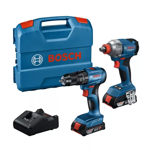 Bosch GDX 18V-285 + GSB 185-LI akkus gépszett 2x2,0AH kofferben (Extra 5Ah akku ajándékba)