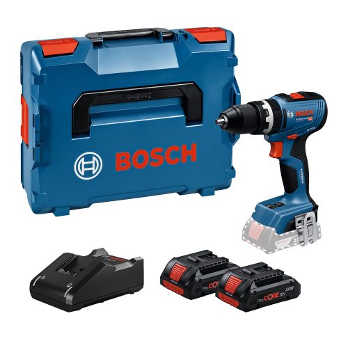 Bosch GSB 18V-65 Akkus Ütvefúró-Csavarozó (2x4,0 Ah ProCORE akkuval; GAL 18V-40 töltővel) L-Boxx