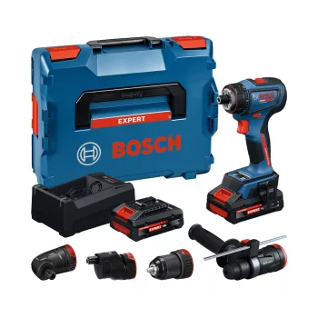   Bosch Expert akkus fúró-csavarozó EXSR18V-90FC (EXBA 2x4,0 Ah akkuval; GAL 12V/18V-80 töltővel; GFA 18-M, GFA 18-W, GFA 18-E, GFA 18-H, mélységütköző) L-Boxx-ban