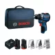 Bosch akkus fúrócsavarozó GSR 12V-31 12V 1x2,0Ah + 1x3,0Ah – 7 részes fafúrókészlet, 7 részes fémfúrókészlet, készlet