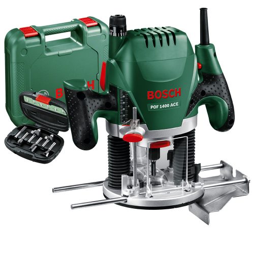 Bosch felsőmaró POF 1400 ACE marószár készlettel 1400W