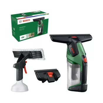   Bosch GLASSVAC akkus ablaktisztító 4V, 1x2,0 Ah, szórófeltét palackkal, kis szívófejjel
