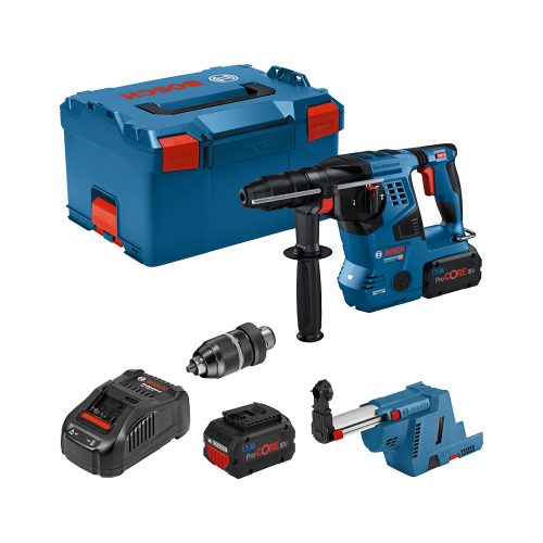 Bosch GBH 18V-28 CF akkus SDS-Plus fúró-vésőkalapács 2xProCORE18V 8.0Ah + porelszívó L-BOXX-ban