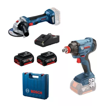   Bosch GDX 180-LI+GWS 180-LI gépszett 2x4Ah Kofferben (Extra 5Ah akku ajándékba)