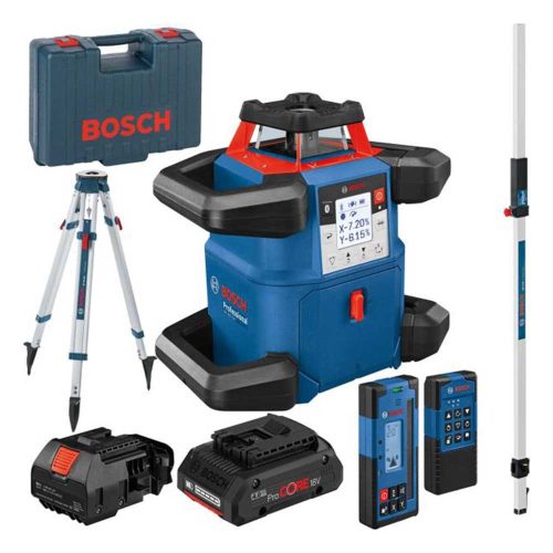 Bosch akkus forgólézer+LR 60 lézervevo+RB 60 tartó+RC 6 távirányítóGRL 600 CHV 18V 1x4,0Ah