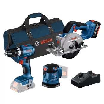   Bosch akkus gépszett GSB 18V-45 + GKS 18V-51 + GEX 185-LI + 1x4Ah akku + GAL 18V-40 + szerszámtáska