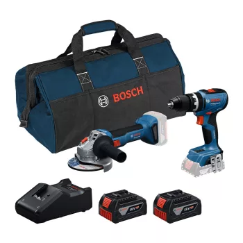   Bosch akkus gépszett GSB 18V-65 + GWS 18V-8 18V, 2x4,0 Ah, szerszámtáska