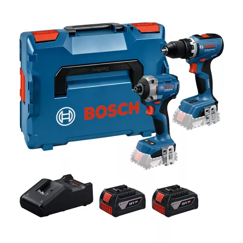Bosch PRO akkus készlet, GDR 18V-215 ütvefúró, GSR 18V-65 fúrócsavarozó, 2X5,0Ah, kofferban