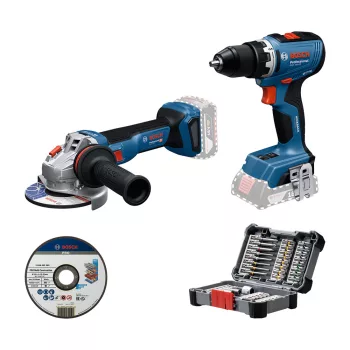   Bosch PRO akkus készlet, GSR 18V-65 fúrócsavarozó, GWS 18V-11, bitkészlet, vágótárcsa, alapgépek