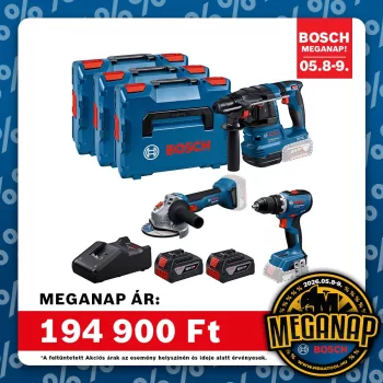   Bosch akkus gépszett GBH 18V-22 + GSR 18V-65 + GWS 18V-8 + 2x5Ah akku + GAL 18V-40 + 3 db L-Boxx