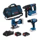 Bosch PRO 3 részes 18 V-os szerszámkészlet: GSB+GST+GBH+2x GBA 18V (1x 2.0Ah+1x 4.0Ah) GAL 18V-40 (Extra 5Ah akku ajándékba)
