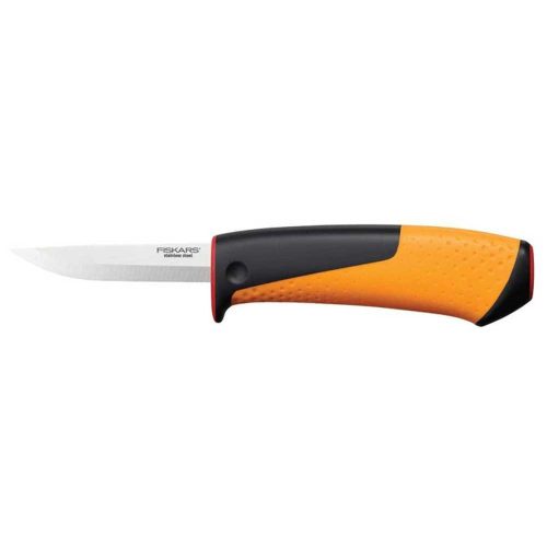 Fiskars Hardware kés kifinomult famunkákhoz, tokba épített élezővel (1023620)