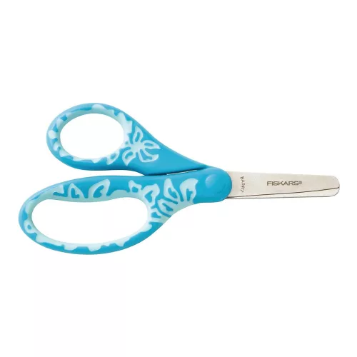 Fiskars gyermekolló, 12 cm, türkiz rózsaszín virág motívummal (1027419)