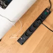 Brennenstuhl elosztó 5 dugalj, 2 USB aljzat kapcsolóval, falra szerelhető, fekete, 3m