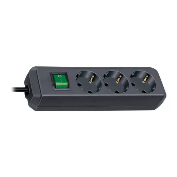 Brennenstuhl Eco-Line elosztó kapcsolóval, fekete, 3m
