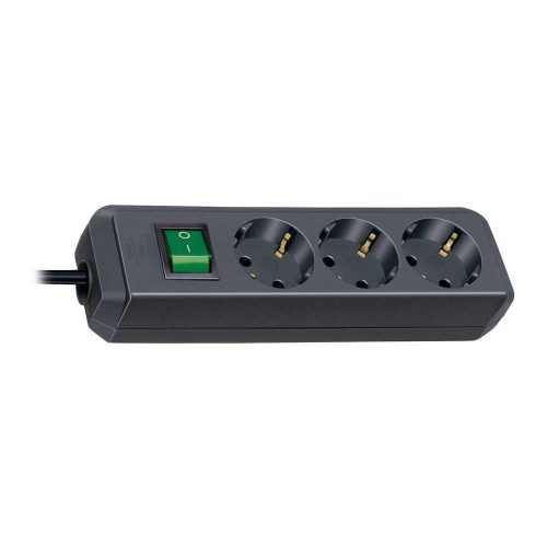 Brennenstuhl Eco-Line elosztó kapcsolóval, fekete, 3m