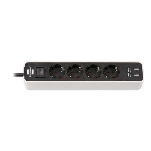 Brennenstuhl EColor elosztóba USB töltés 4-szeres fehér/fekete, 1,5m