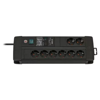   Brennenstuhl Premium-Line túláramvédelmi elosztósor 8 dugaljjal fekete H05VV-F 3G1,5, 3m