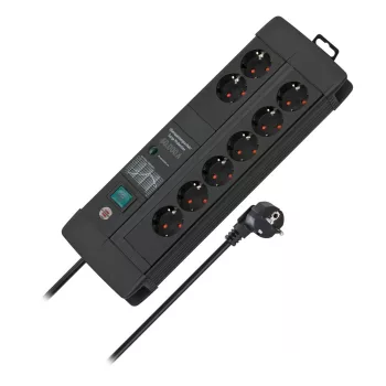   Brennenstuhl Premium-Line 60.000A túlfeszültség elleni védelem 8-utas Duo fekete 3m H05VV-F 3G1,5