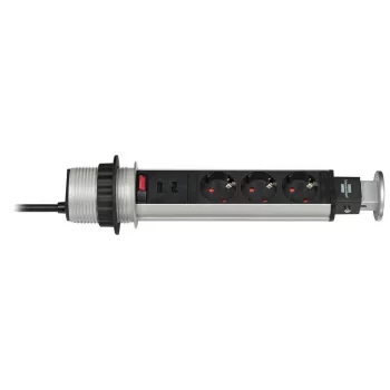   Brennenstuhl Tower Power USB töltő asztali elosztó 3 dugaljjal 2 USB töltő csatlakozóval, 2m