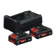 Bosch Akku szett (2x EXBA 18V-40, GAL 12V/18V-80) kartondobozban