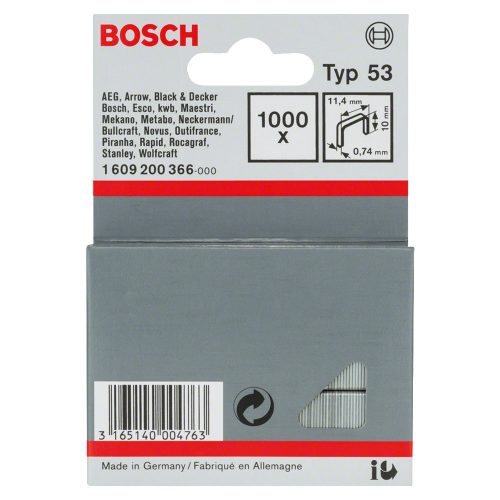 Bosch finomhuzal tűzőkapocs Type 53 10mm 1000db