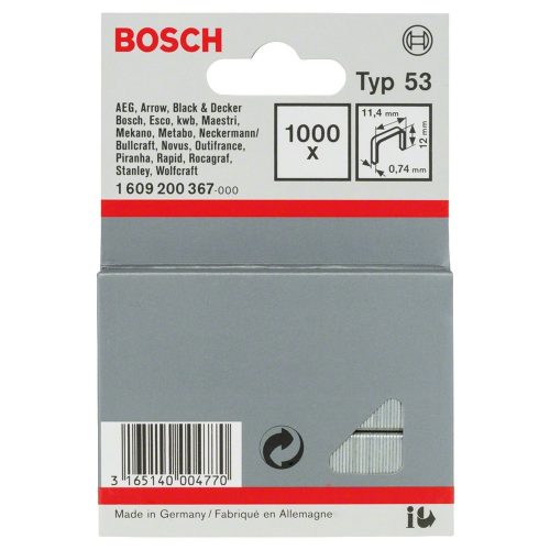 Bosch finomhuzal tuzokapocs Type 53 12mm 1000db