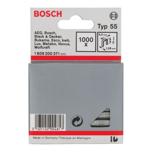 Bosch keskenyhátú tűzőkapocs Type 55, 14mm 1000db