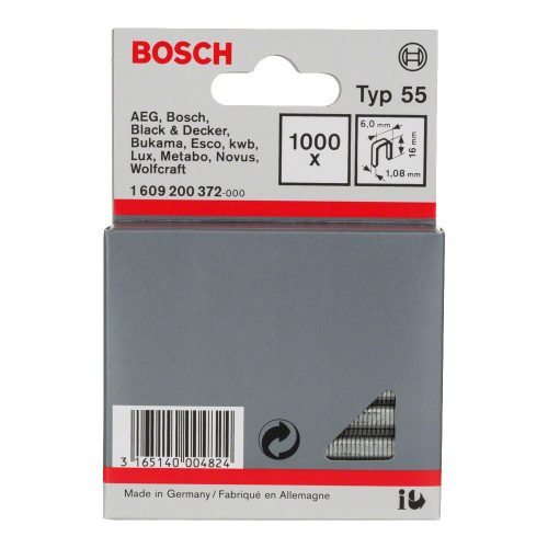 Bosch keskenyhátú tűzőkapocs Type 55, 16mm 1000db