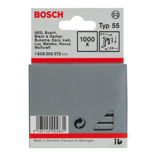 Bosch keskenyhátú tűzőkapocs Type 55, 19mm 1000db