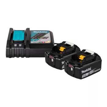   Makita akkumulátor és töltő szett, 18V LXT Li-Ion, 2x5,0Ah (BL1850B)+DC18RC töltő