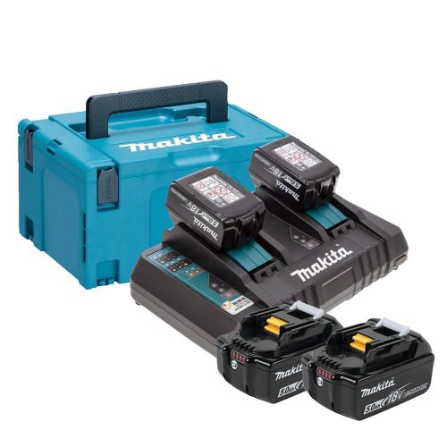 Makita akkumulátor szett Li-ion LXT 18V 4x5,0Ah + DC18RD duplatölto készlet+MAKPAC