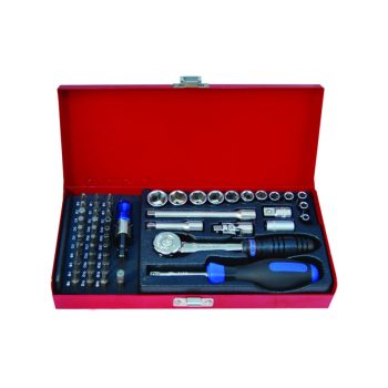   King Tony kézi 1/4" bit+dugókulcs készlet 6* 51 részes (2551MR)