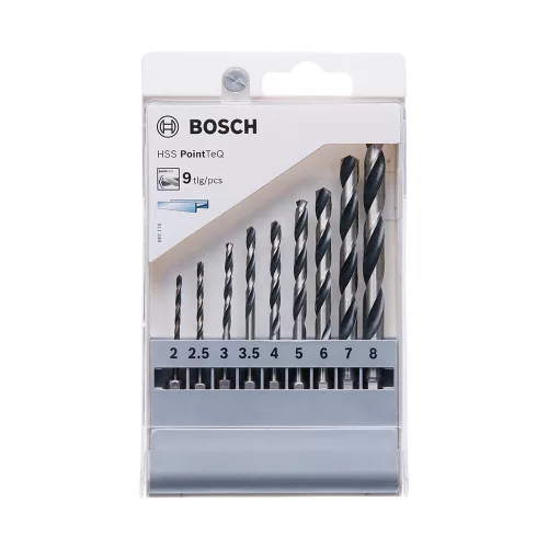 Bosch HSS PointTeQ DIN 338 fémfúrószár készlet 1/4" Bit befogással 2-8mm 9 részes