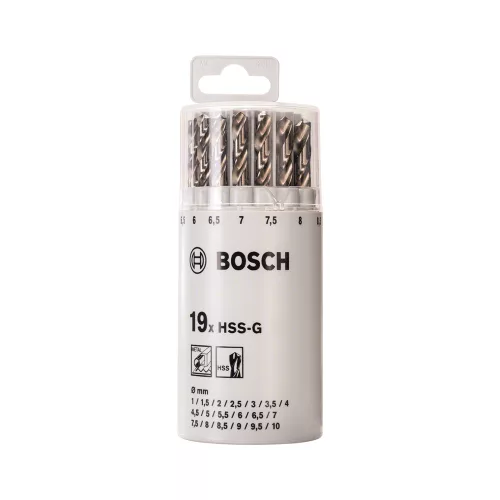 Bosch HSS-G DIN 340 fémfúrószár készlet hengeres befogással 1-10mm 19 részes