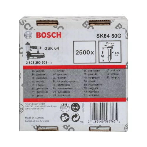 Bosch Süllyesztettfejű szeg SK64 50G, 2500 db (Regisztrációval akár extra értékes ajándék is elérhető!)