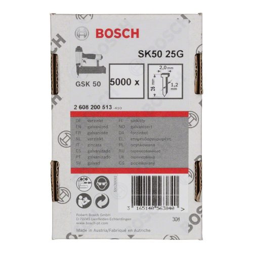 Bosch süllyesztettfejű szeg SK50 25G 5000db