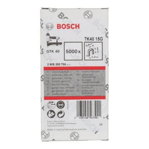 Bosch keskenyhátú kapocs TK40 15G 5000db