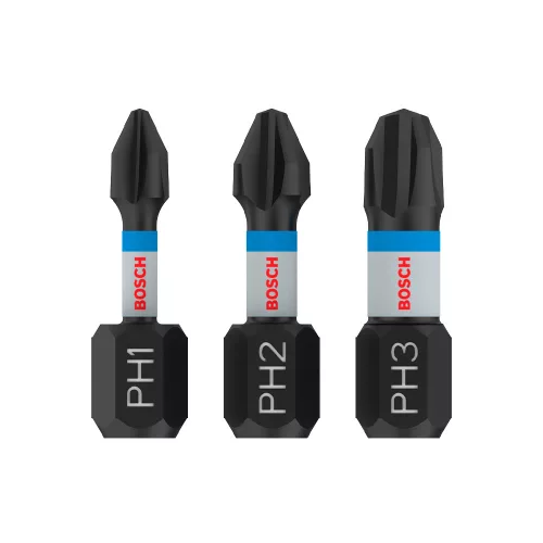 Bosch PRO Phillips ütvecsavarozó bitfej készlet, PH1 x 25, PH2 x 25, PH3 x 25 mm, 3 részes (Regisztrációval akár ajándék is elérhető!)