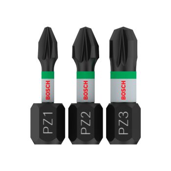   Bosch PRO Pozidriv ütvecsavarozó bitfej készlet, PZ1x25, PZ2x25, PZ3x25 mm, 3 részes